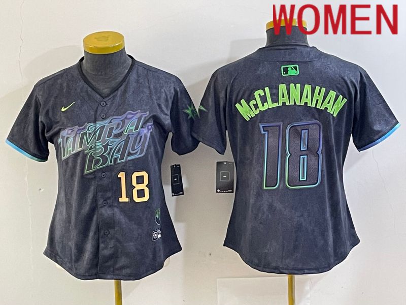 Women Tampa Bay Rays #18 Mcclanahan Nike MLB Limited City Connect Black 2024 Jersey style 2->youth mlb jersey->Youth Jersey